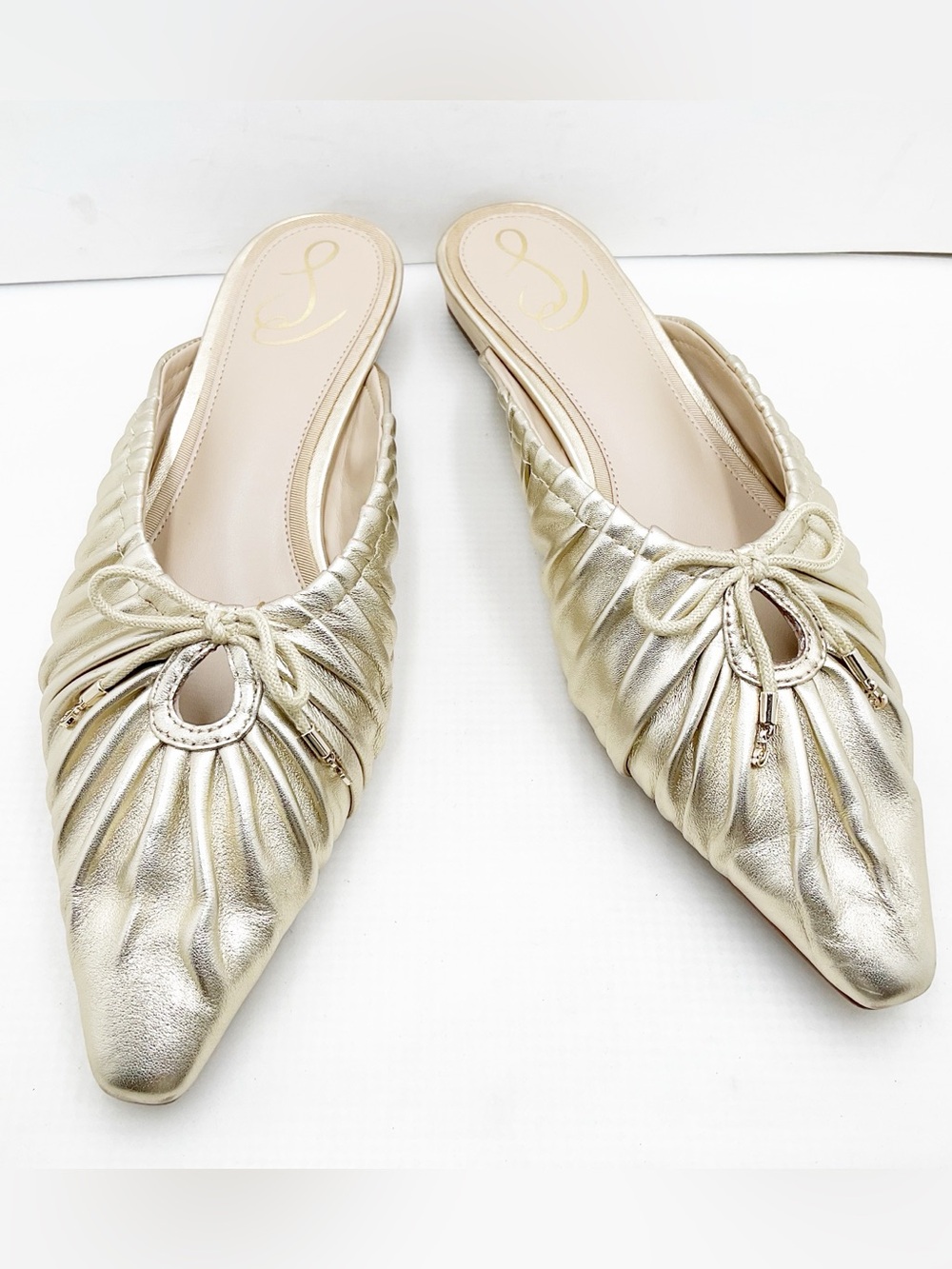 {Sam Edelman} Julia Metallic Gold Pointed Toe Mules - Picture 8 of 14